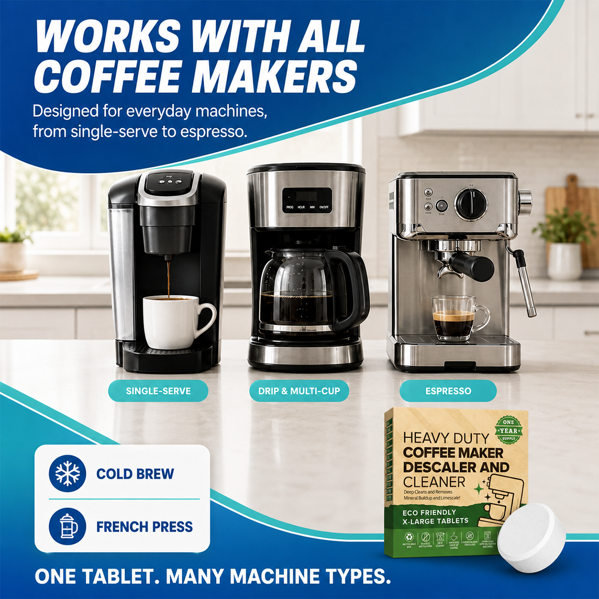 💧 Coffee Maker Cleaner and Descaler Tablets